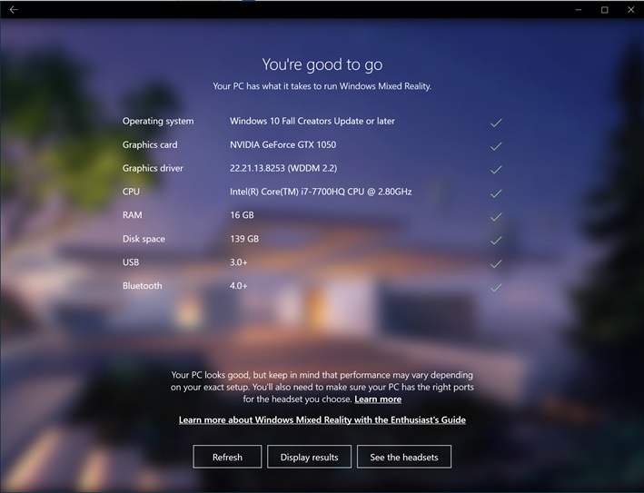 Windows Mixed Reality Check